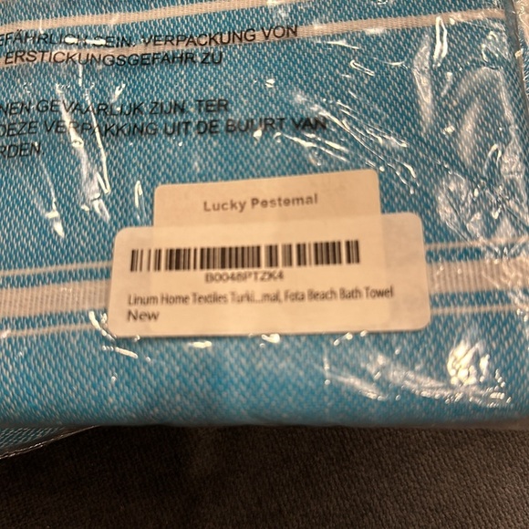 Linum Home 100% Turkish Cotton Lucky Pestemal Beach Towel Turquoise Fringe NWT - Picture 4 of 4